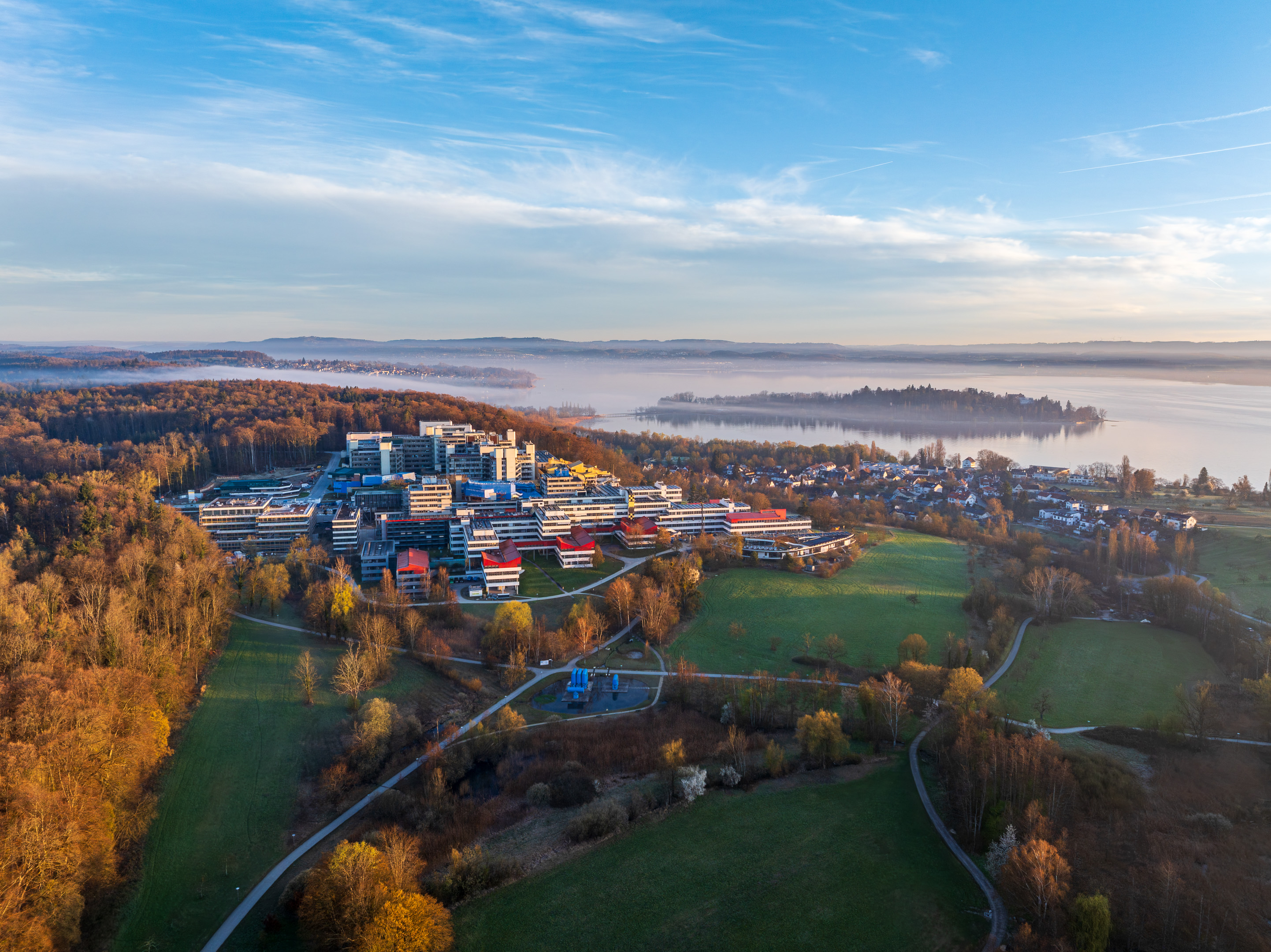 University of Konstanz campus above Lake Constance at dawn